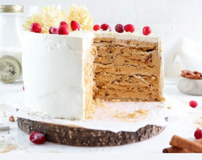 Hazelnut Meringue Cake with Caramel Buttercream (1.5kg+)