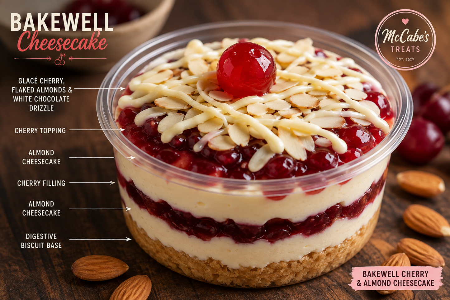 Cheesecake 9” Round - Bakewell Cherry & Almond